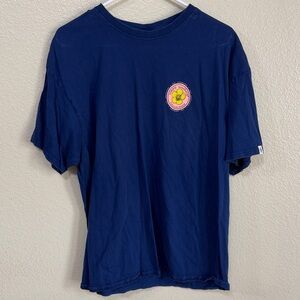 Simply Southern Blue Tee with Pink Floral Patch